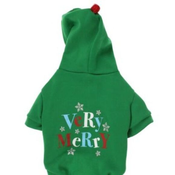 Very Merry‎ Holiday Christmas Dog Pet Hoodie Small NWT - Picture 1 of 4